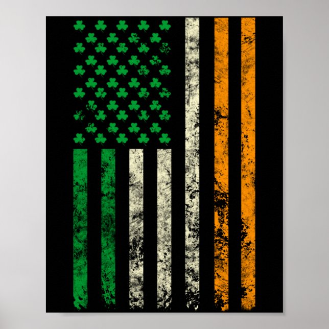 American Ireland Flag Shamrock Irish Patricks Day  Poster (Front)
