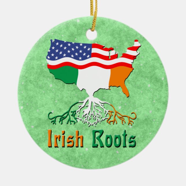 American Irish Roots   Ceramic Tree Decoration (Front)