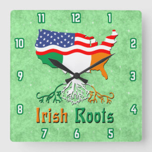 American Irish Roots Square Wall Clock