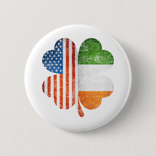 American Irish Shamrock Usa Ireland Flag 6 Cm Round Badge