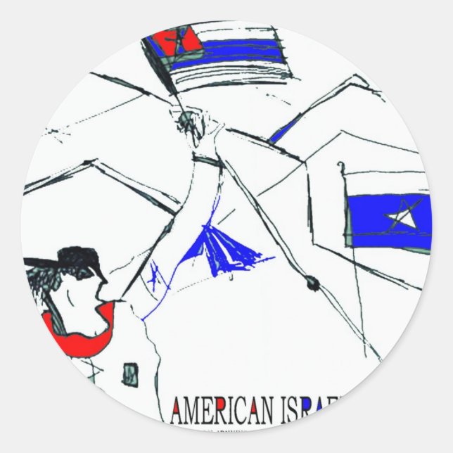 AMERICAN ISRAEL CLASSIC ROUND STICKER (Front)