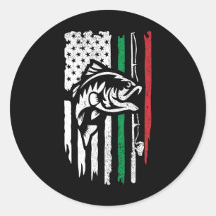 American Italian Byss Fishing Flag For Fisherman I Classic Round Sticker