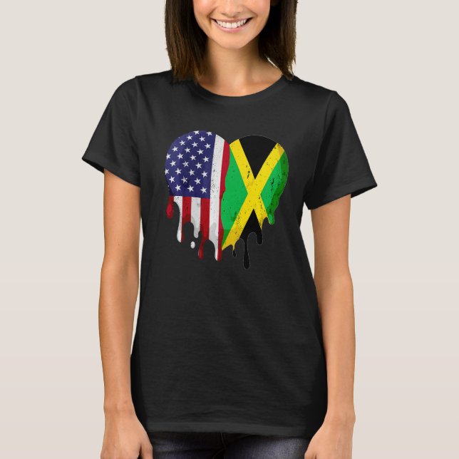 American Jamaican Hispanic Heritage Month Jamaica  T-Shirt (Front)