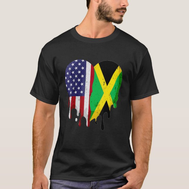 American Jamaican Hispanic Heritage Month Jamaica  T-Shirt (Front)