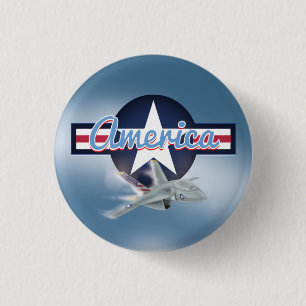 American Jet Fighter 3 Cm Round Badge
