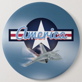 American Jet Fighter 6 Cm Round Badge