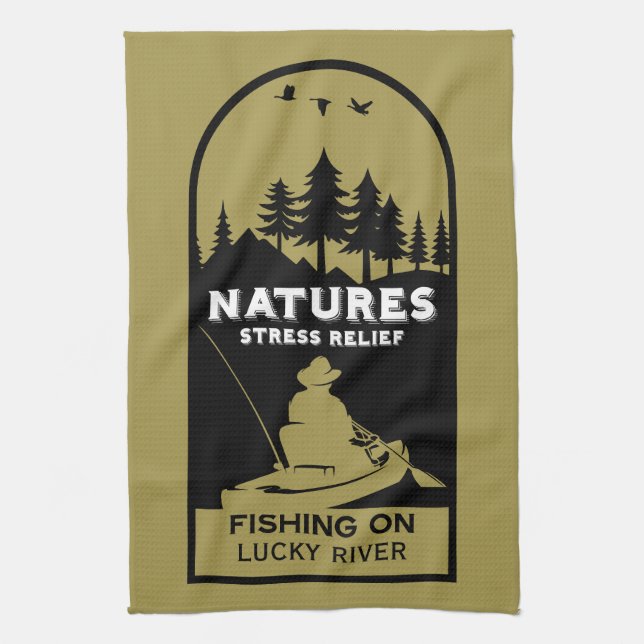 American Kayak Fishing Tea Towel (Vertical)