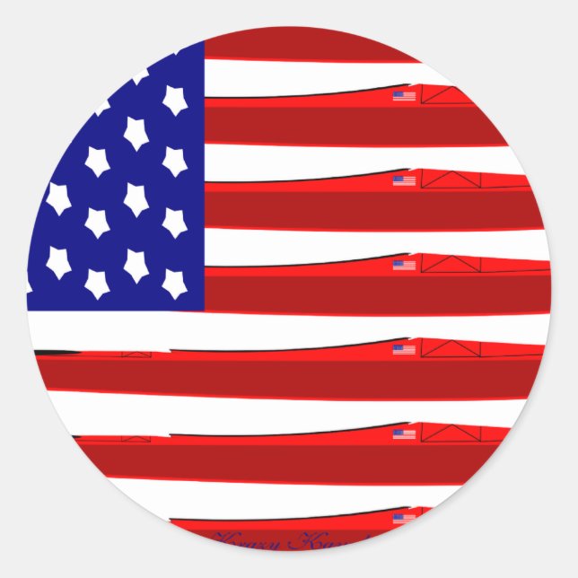 American Kayak Flag Classic Round Sticker (Front)
