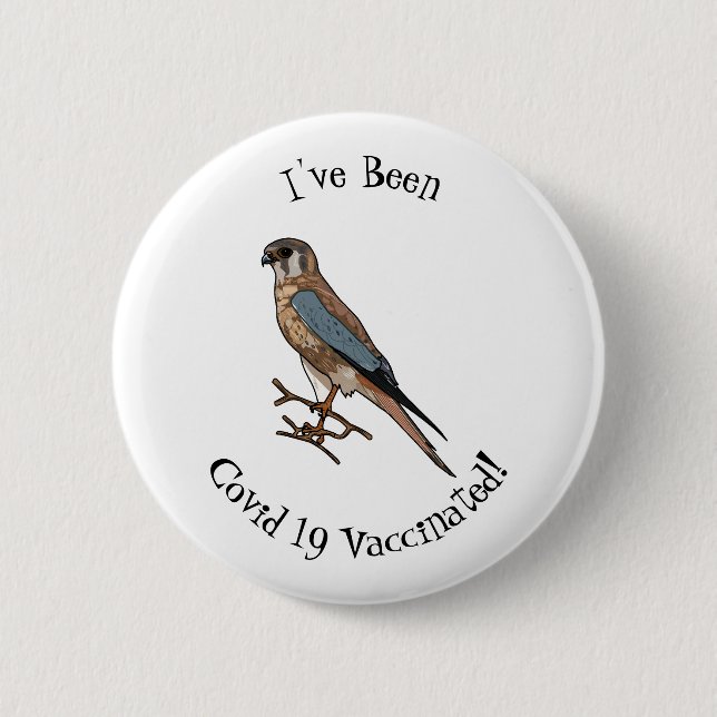 American kestrel bird cartoon illustration 6 cm round badge (Front)