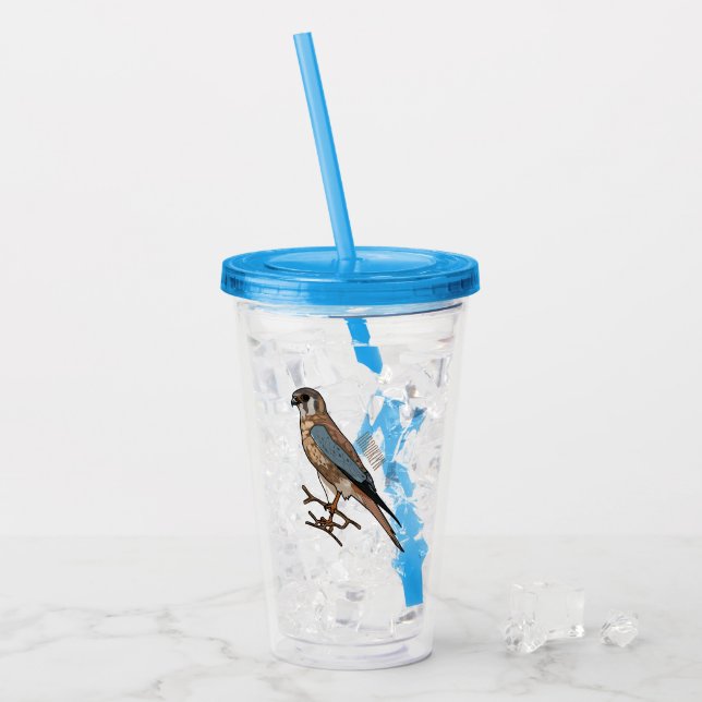 American kestrel bird cartoon illustration  acrylic tumbler (Front Ice)