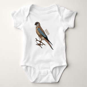 American kestrel bird cartoon illustration  baby bodysuit