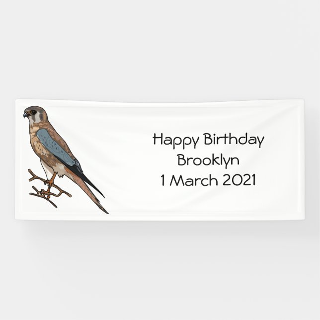 American kestrel bird cartoon illustration banner (Horizontal)