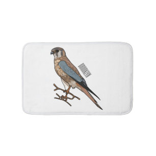 American kestrel bird cartoon illustration bath mat