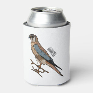 American kestrel bird cartoon illustration can cooler