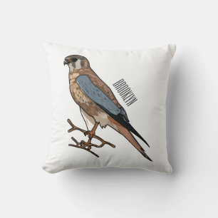 American kestrel bird cartoon illustration  cushion