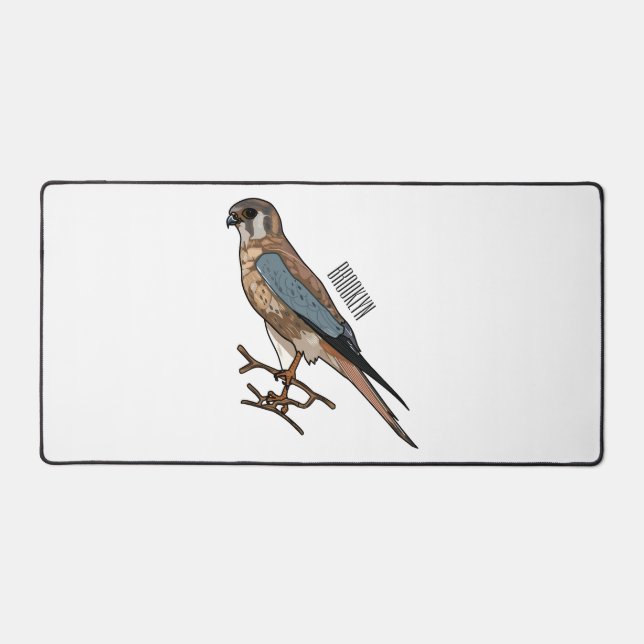 American kestrel bird cartoon illustration  desk mat (Front)