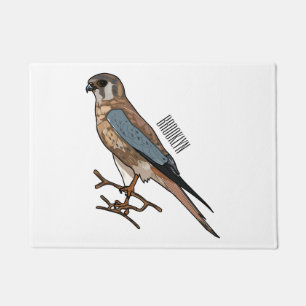 American kestrel bird cartoon illustration doormat