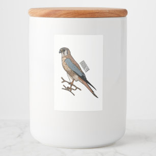 American kestrel bird cartoon illustration  food label