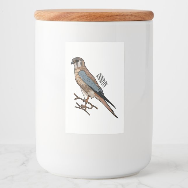 American kestrel bird cartoon illustration  food label (Front)
