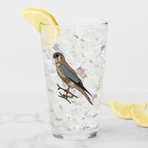 American kestrel bird cartoon illustration glass