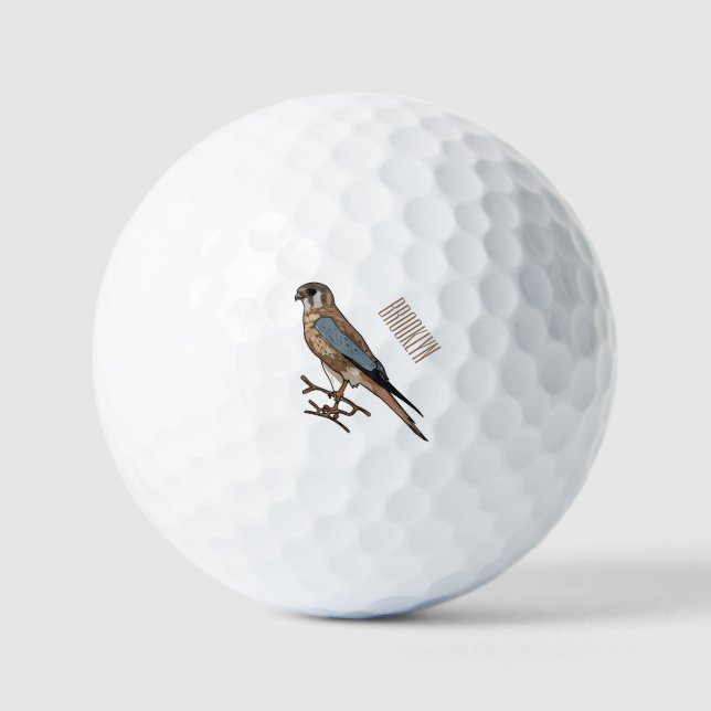 American kestrel bird cartoon illustration  golf balls (Front)