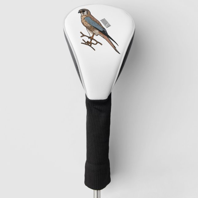 American kestrel bird cartoon illustration  golf head cover (Front)