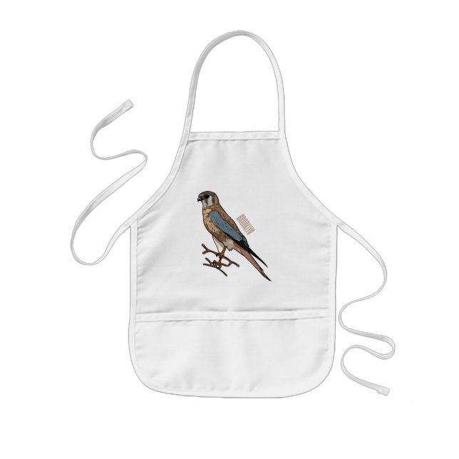 American kestrel bird cartoon illustration  kids apron (Front)