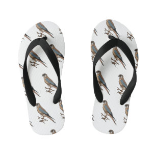 American kestrel bird cartoon illustration kid's flip flops