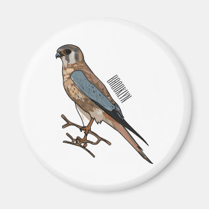 American kestrel bird cartoon illustration  magnet