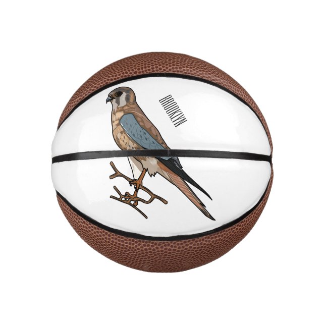 American kestrel bird cartoon illustration  mini basketball (Front)