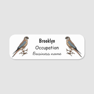 American kestrel bird cartoon illustration name tag