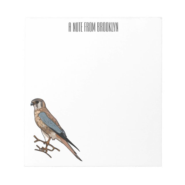 American kestrel bird cartoon illustration  notepad (Front)