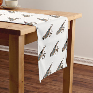 American kestrel bird cartoon illustration short table runner