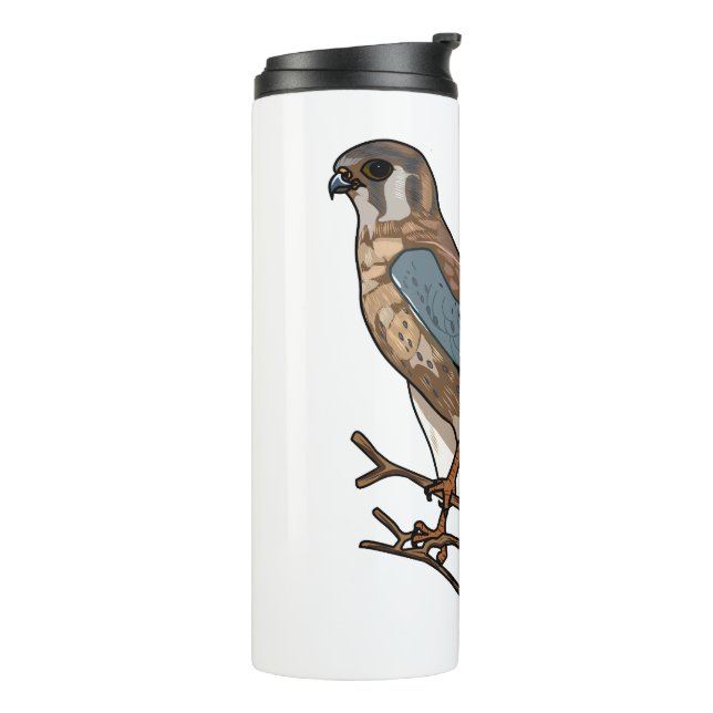 American kestrel bird cartoon illustration  thermal tumbler (Rotated Left)