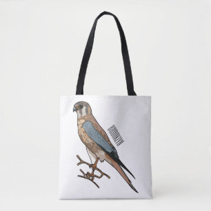American kestrel bird cartoon illustration  tote bag