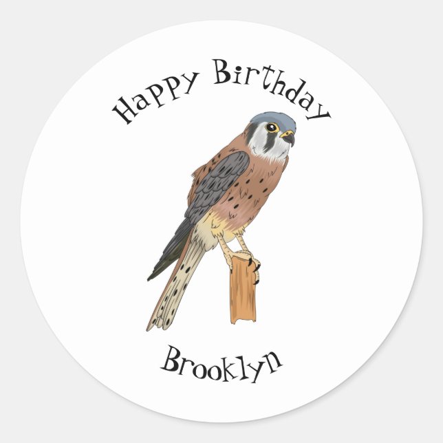 American Kestrel bird illustration  Classic Round Sticker (Front)