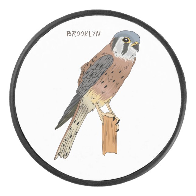 American Kestrel bird illustration Hockey Puck (Front)