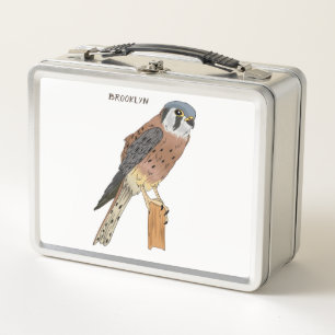 American Kestrel bird illustration Metal Lunch Box