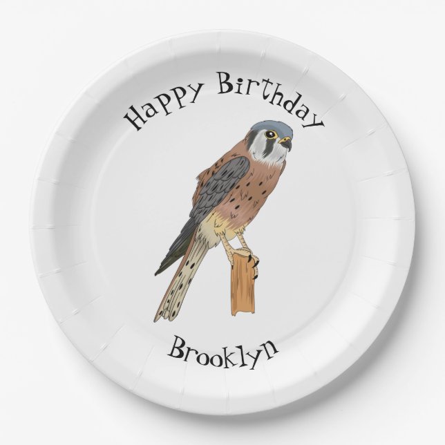 American Kestrel bird illustration  Paper Plate (Front)