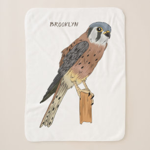 American Kestrel bird illustration Sherpa Blanket