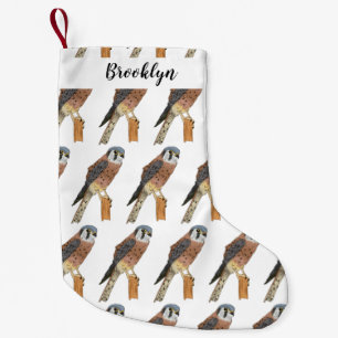 American Kestrel bird illustration  Small Christmas Stocking