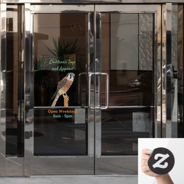 American Kestrel bird illustration  Window Cling (Office Door)