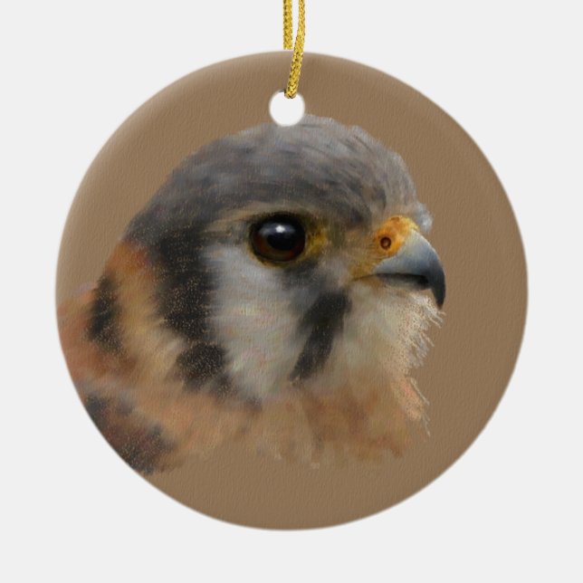 American Kestrel Ceramic Tree Decoration (Front)
