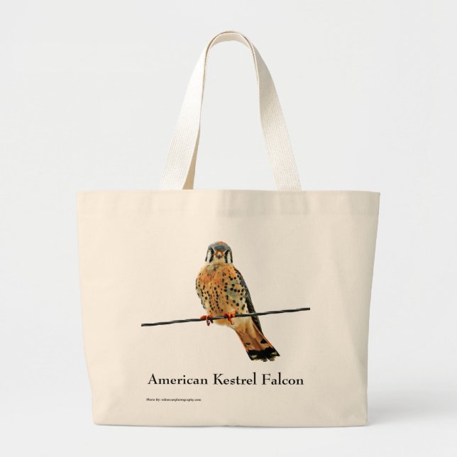 American Kestrel Falcon Large Tote Bag (Front)