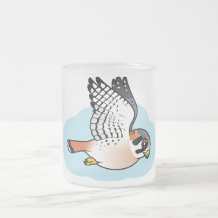 American Kestrel in flight Frosted Glass Coffee Mug