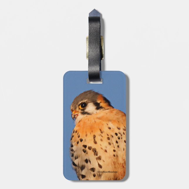 American Kestrel on a Wire Luggage Tag (Back Vertical)