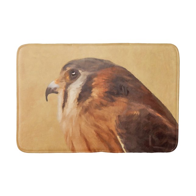 American Kestrel Painting - Original Bird Art Bath Mat (Front)