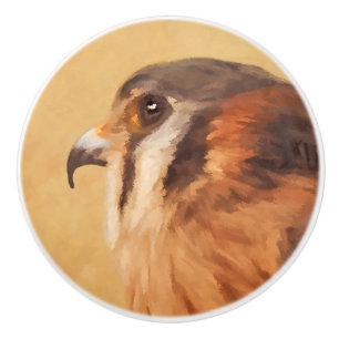American Kestrel Painting - Original Bird Art Ceramic Knob