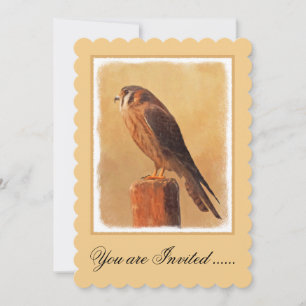 American Kestrel Painting - Original Bird Art Invitation