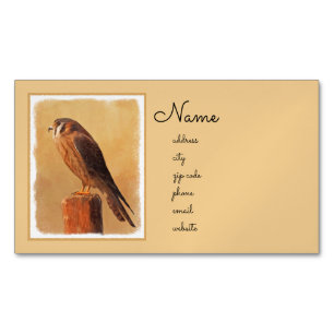 American Kestrel Painting - Original Bird Art Magnetic Business Card